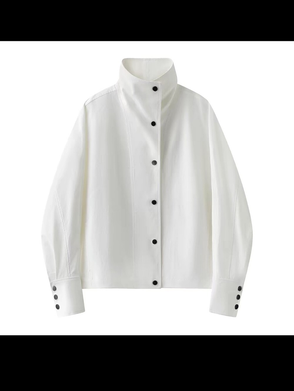High-Collar Button-Front Jacket - Picture 5 of 7